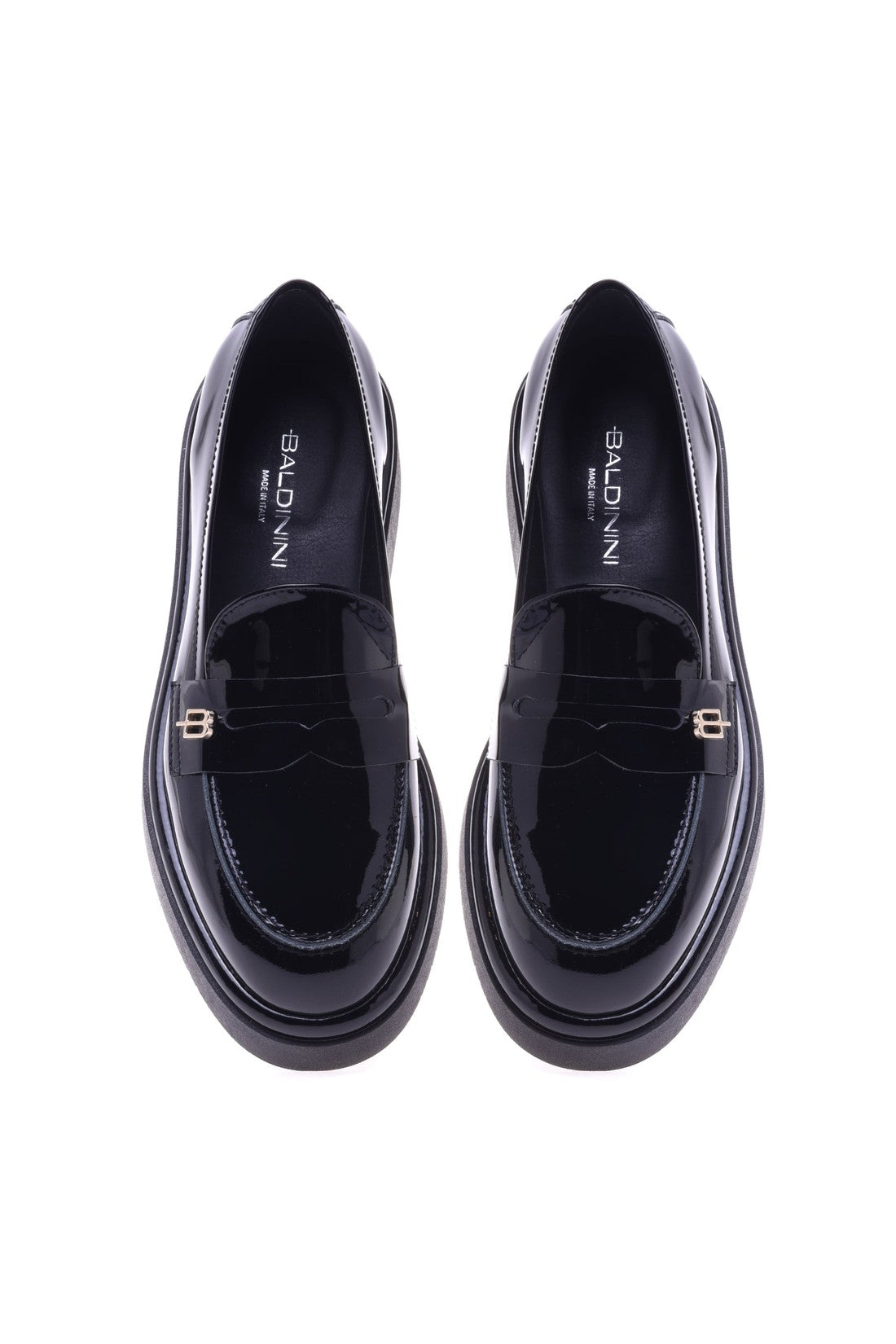 Baldinini loafers in black patent leather on sale