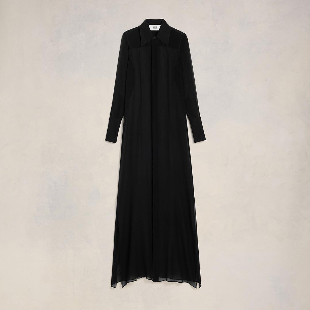 Ami Paris Robe Longue Col Chemise im Sale