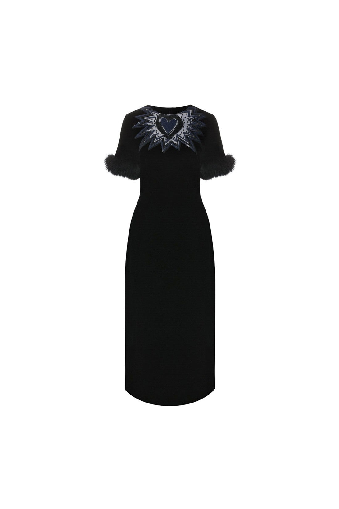 Fendi Fur Trim Velvet Midi Dress im Sale