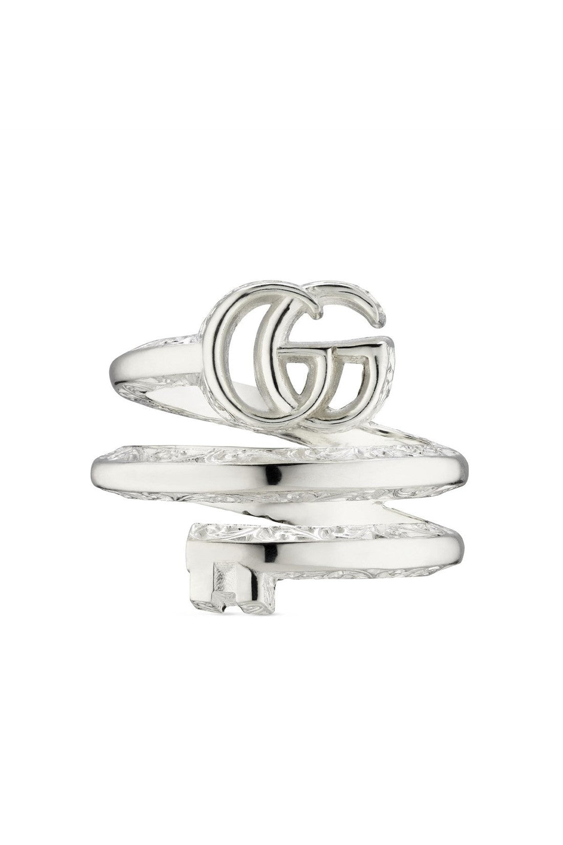 Gucci GG Marmont Logo Double Band Silver Ring im Sale