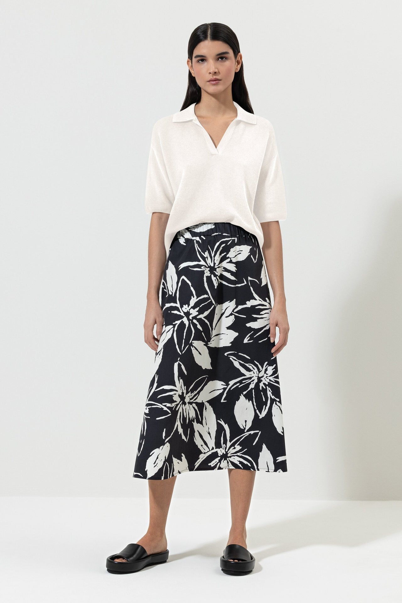 Luisa Cerano Rock mit Hibiskus-Print im Sale