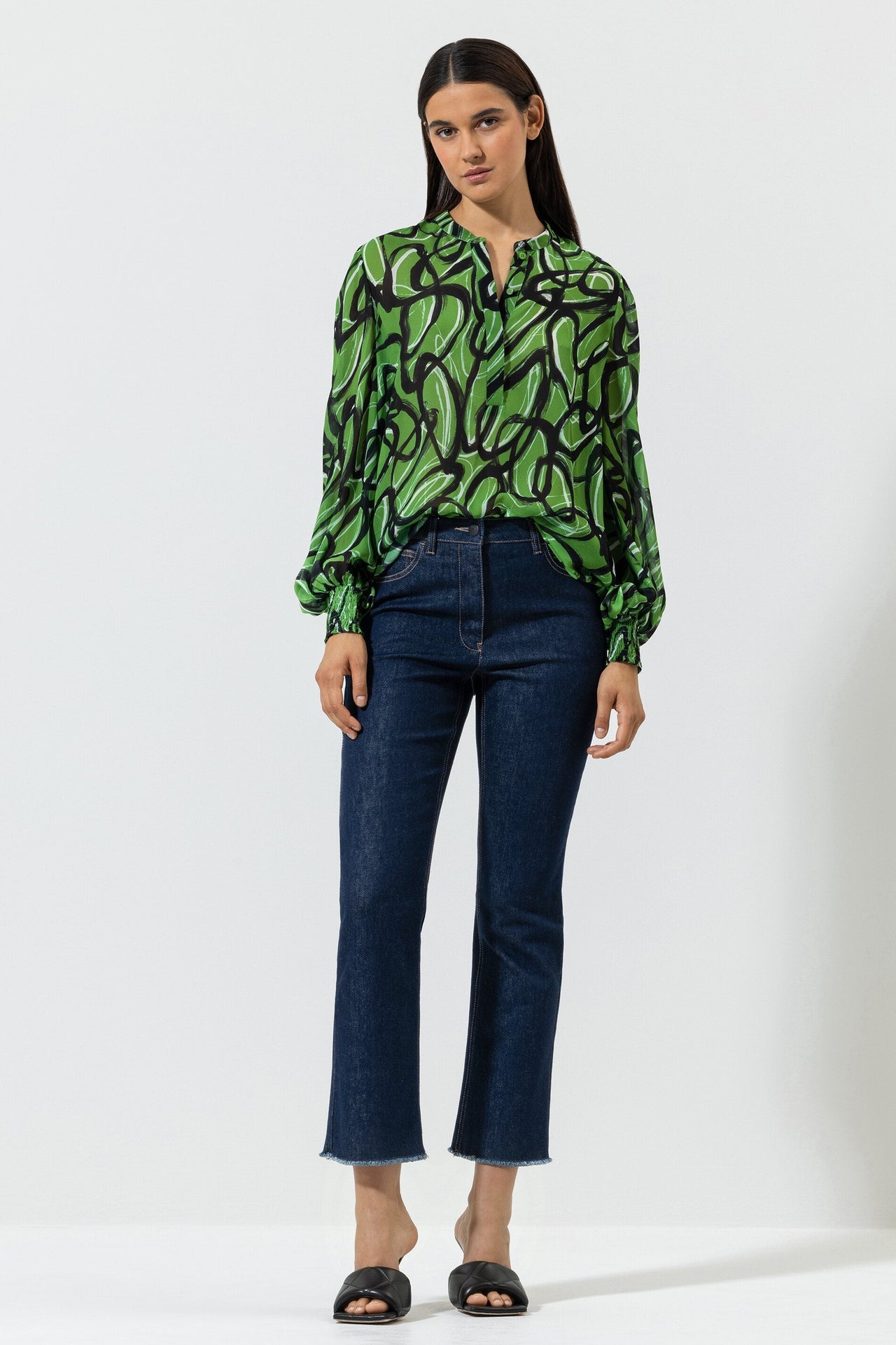 Luisa Cerano Langarmbluse mit Graphic-Print im Sale