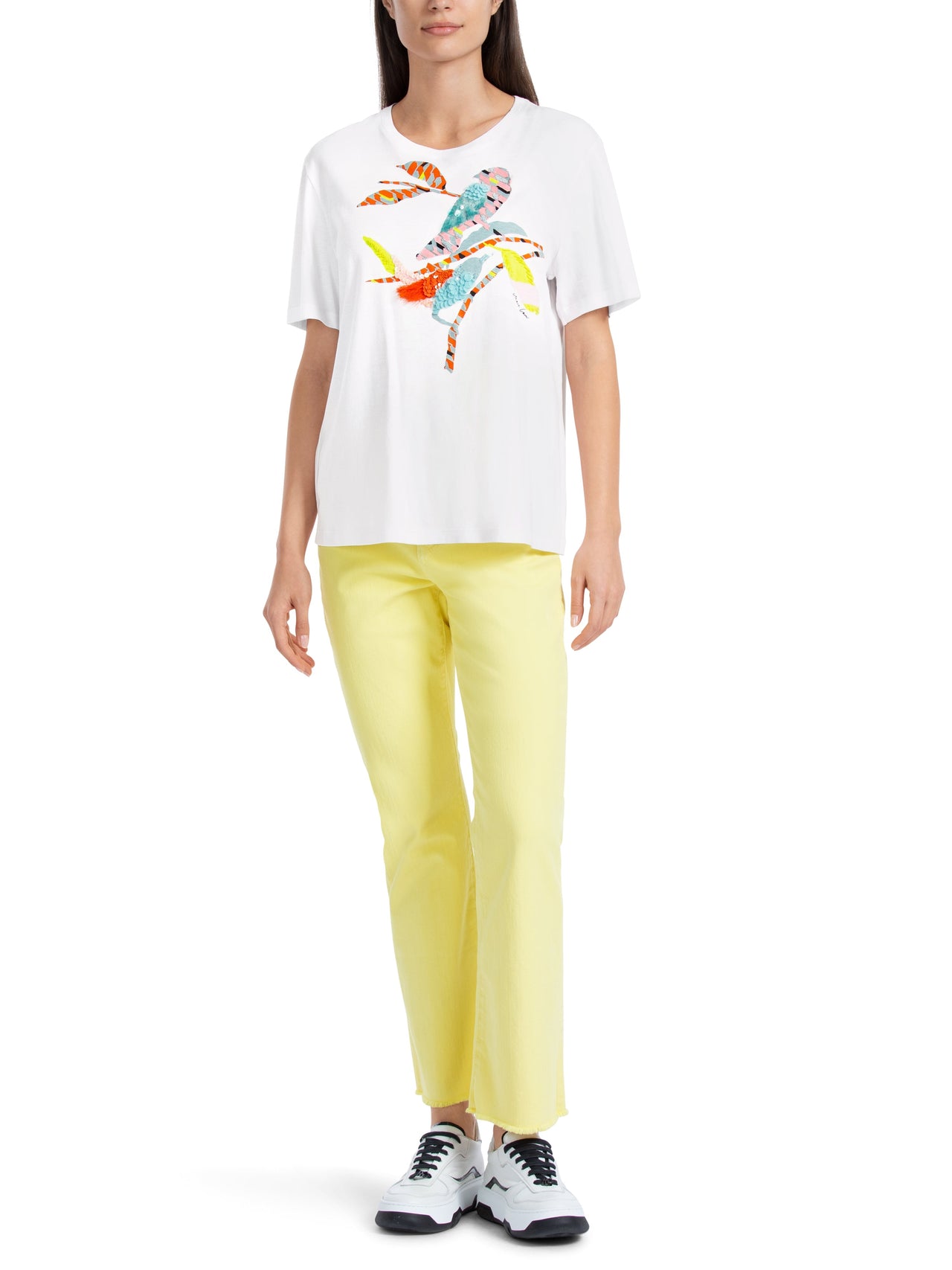 Marc Cain T-Shirt mit bunter Vogel-Applikation im Sale