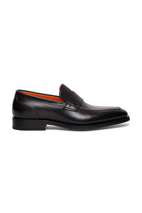 Thumbnail for Santoni Men's polished gray leather penny loafer on sale