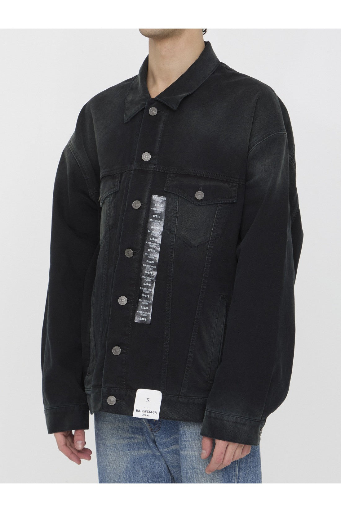 Balenciaga Size Sticker Denim Jacket im Sale