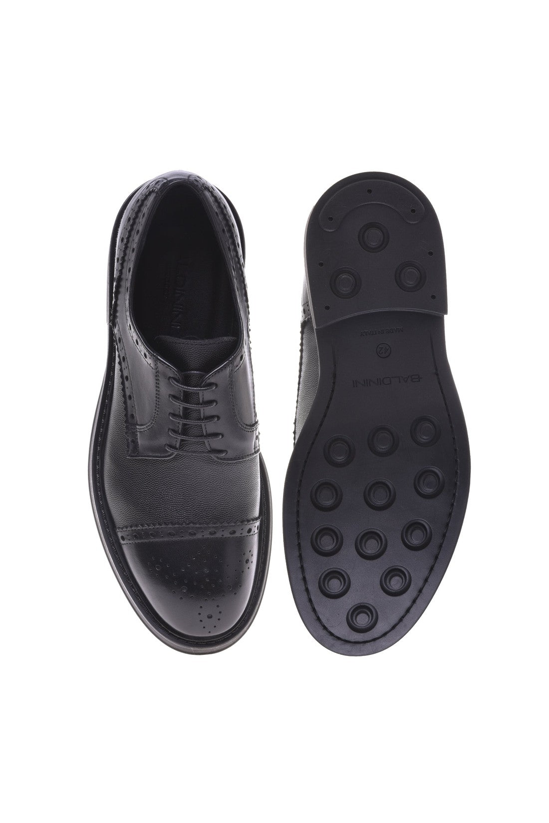 Baldinini Black printed leather Derby shoes im Sale