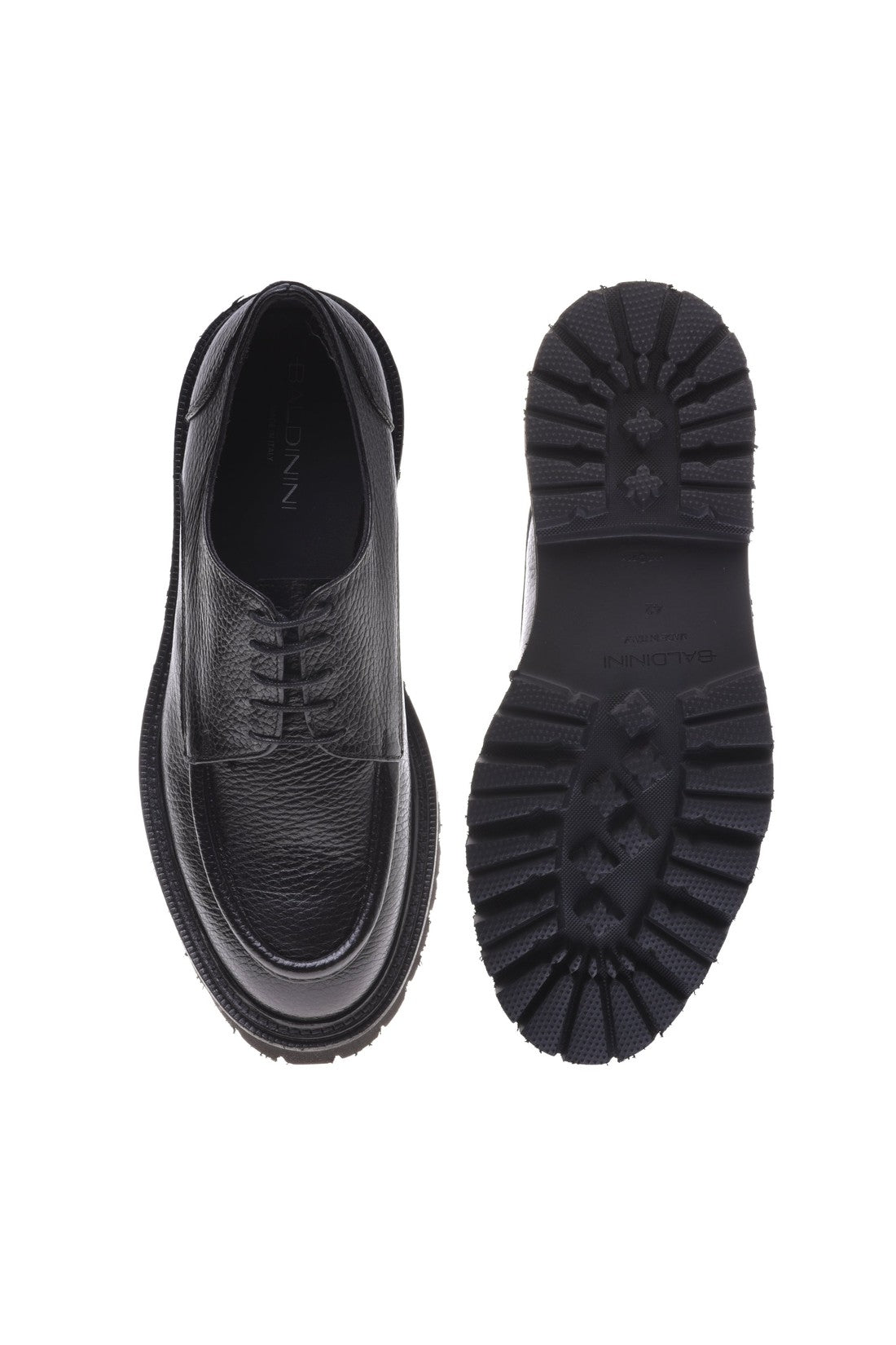 Baldinini Black tumbled leather Derby shoes im Sale