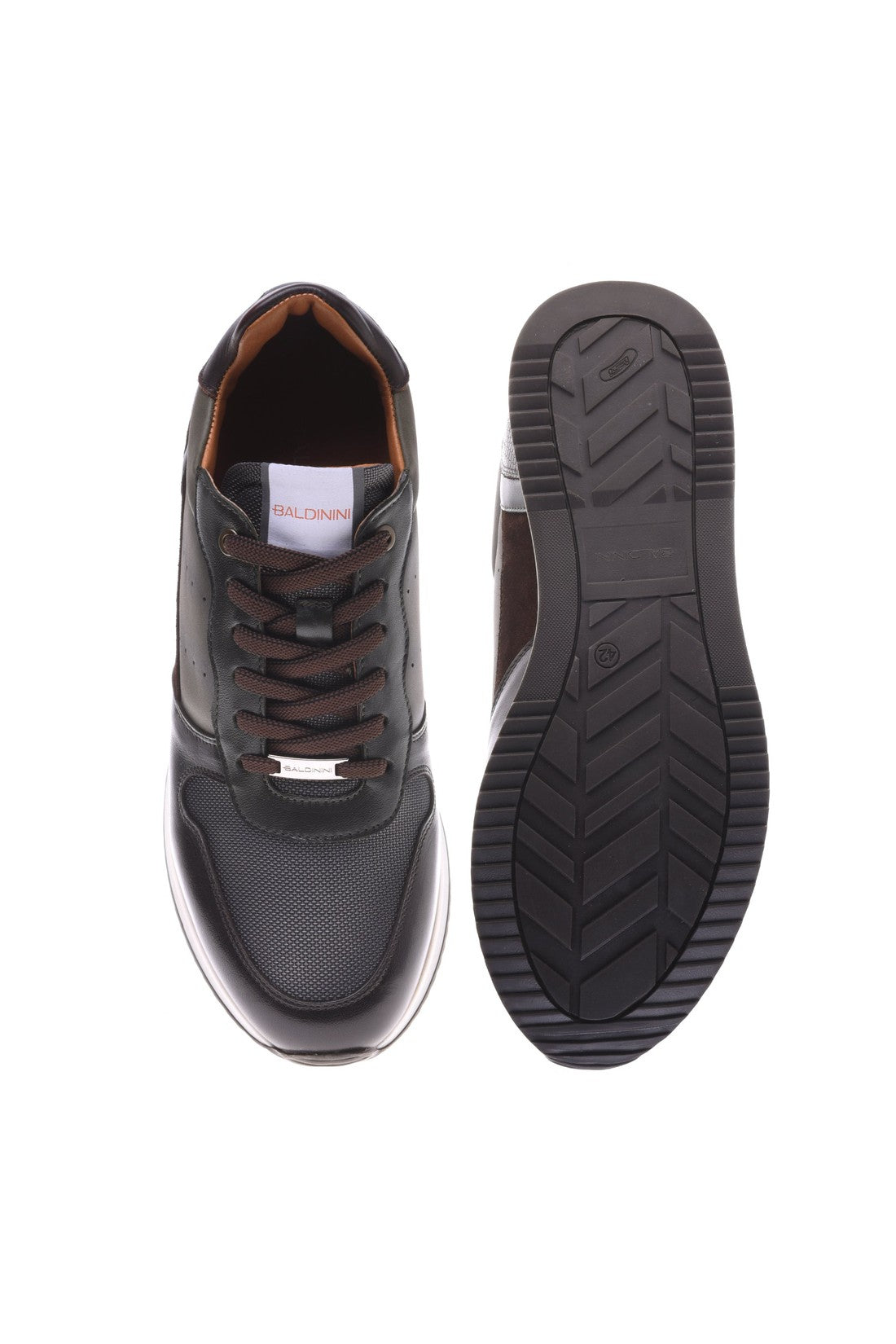 Baldinini Derby shoe in dark brown fabric and leather im Sale