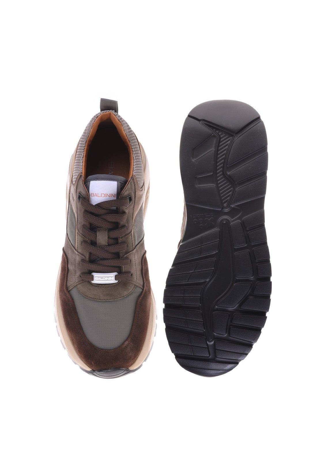 Baldinini Trainer in brown fabric and suede im Sale