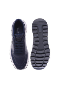 Thumbnail for Baldinini Trainer in blue tumbled calfskin and suede im Sale