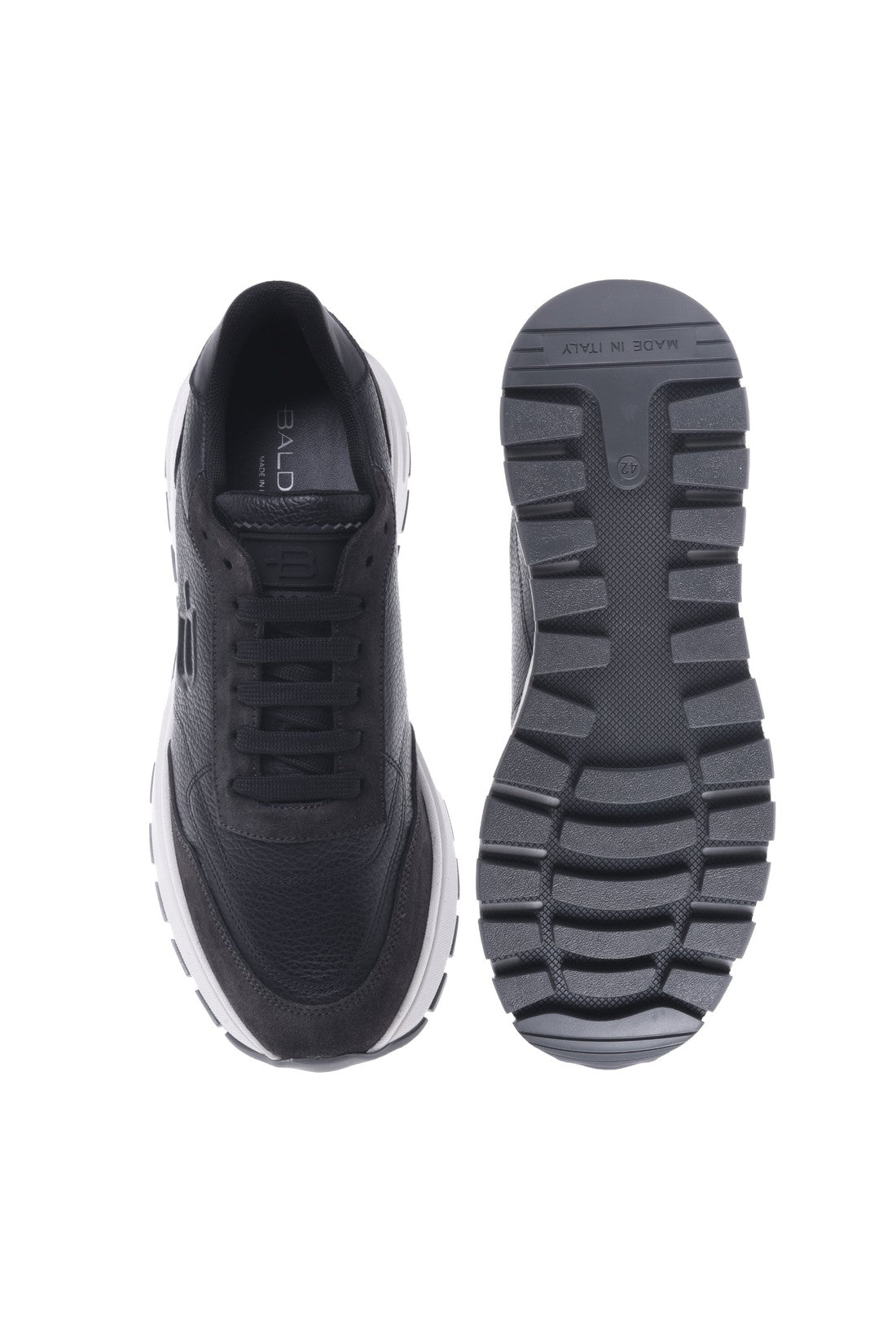 Baldinini Trainers in black leather and tumbled leather im Sale
