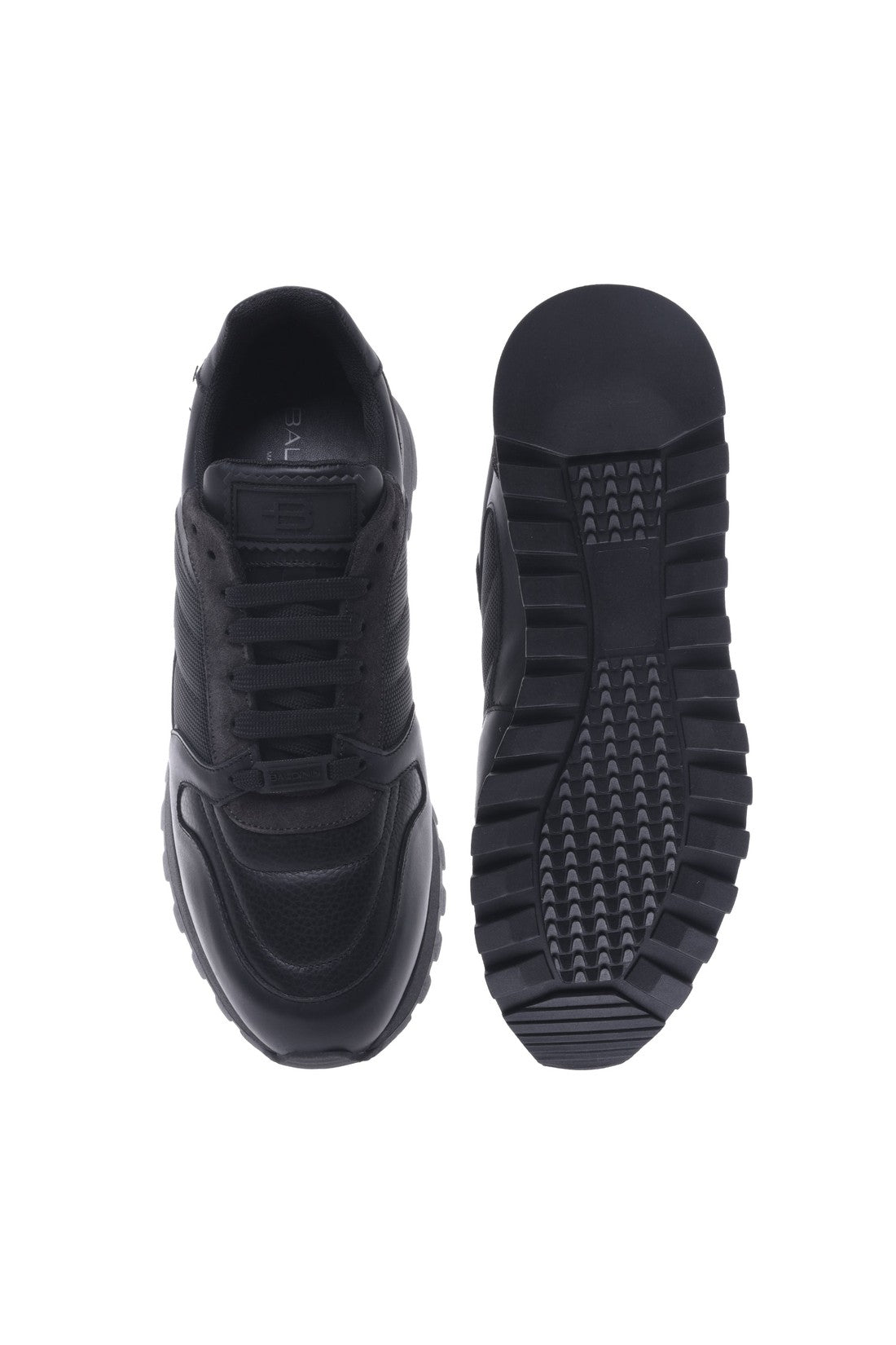 Baldinini Black leather and fabric trainers im Sale