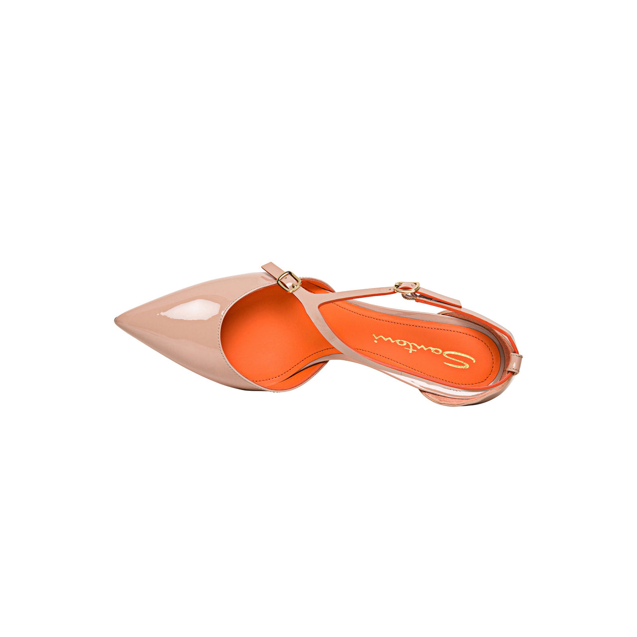 Santoni Women's pink patent leather mid-heel pump on sale