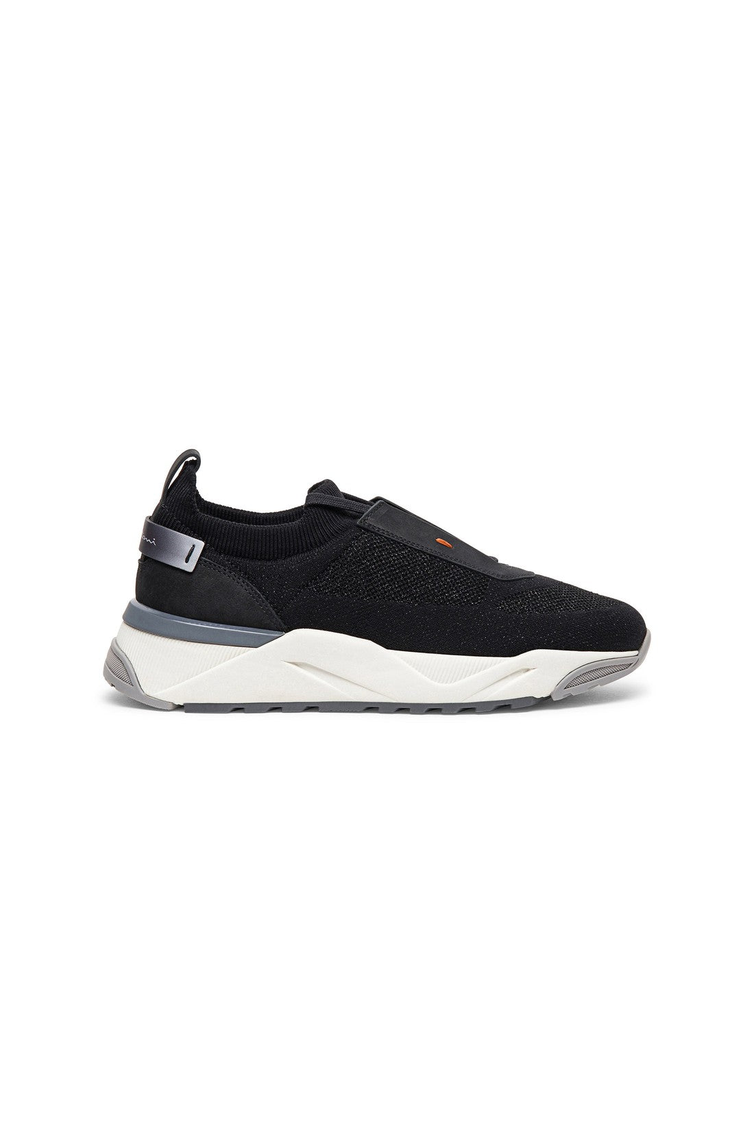 Santoni Women's black nubuck and stretch lurex knit sneakers on sale